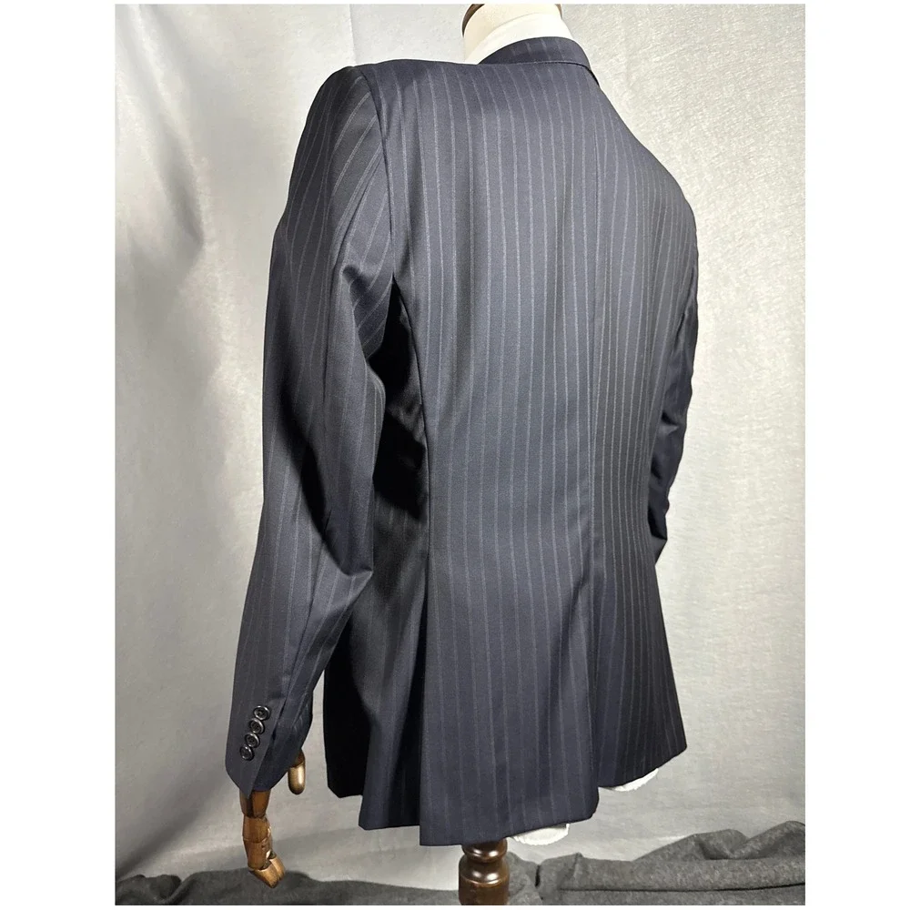 Hickey Freeman Madison Pinstripe Wool Blazer Loro Piana 43R Super 150s Tasmanian